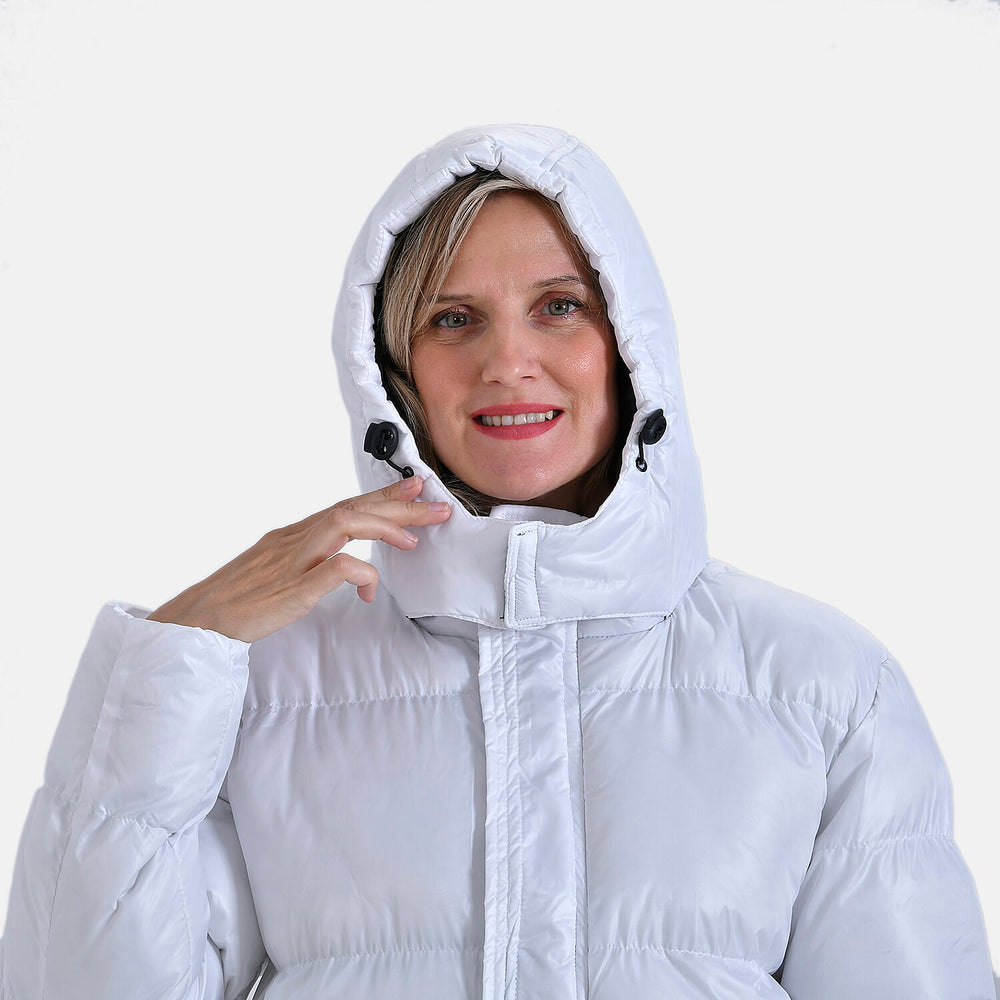 Long Padded Jacket with Two Pockets (Size S) - White