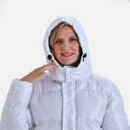 Long Padded Jacket with Two Pockets (Size S) - White