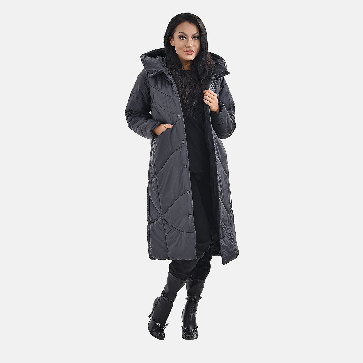 Long Puff Jacket (Size-M) - Black
