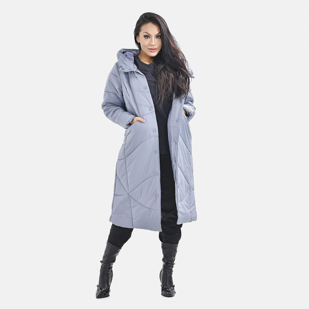 Long Puff Jacket (Size-M) - Dark Grey