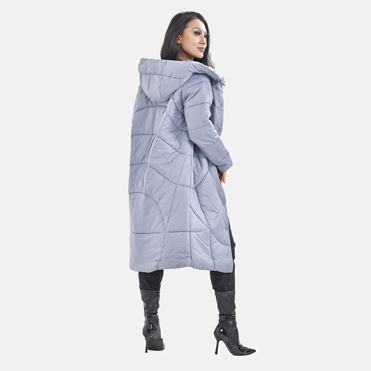 Long Puff Jacket (Size-M) - Dark Grey