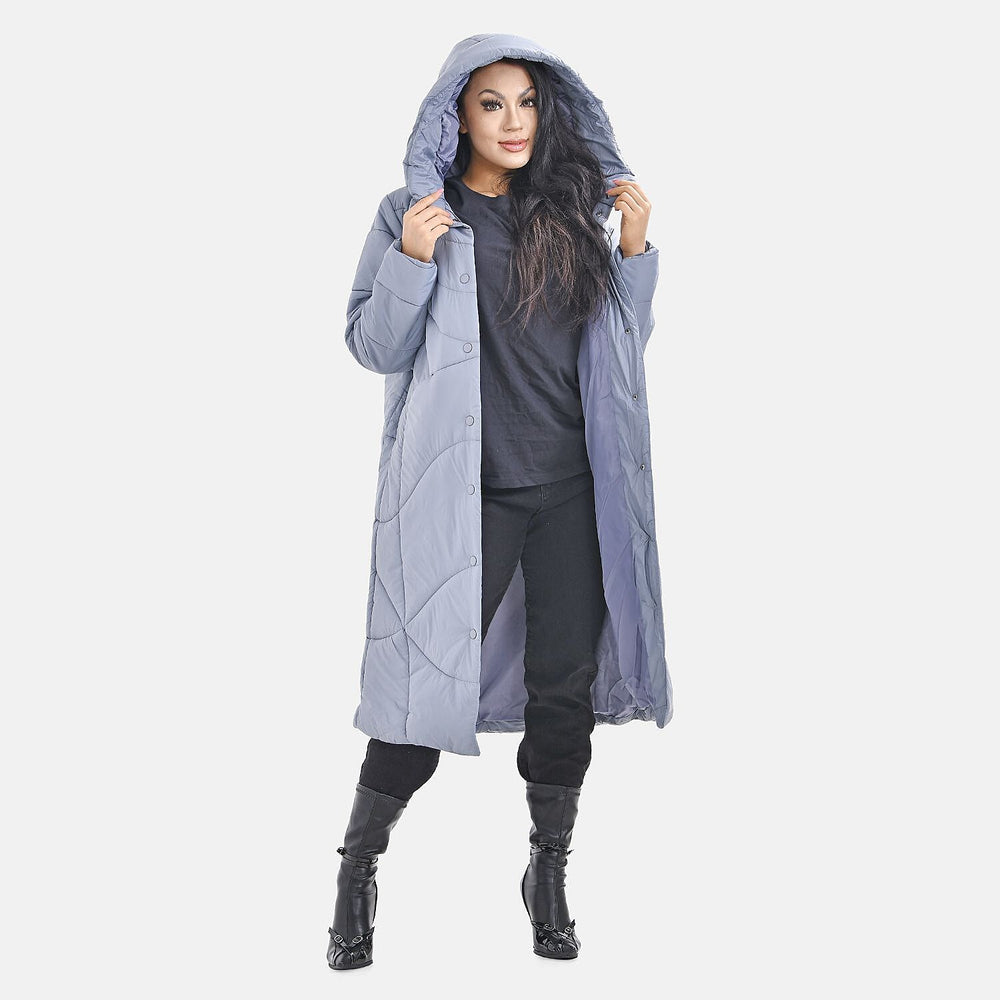 Long Puff Jacket (Size-M) - Dark Grey