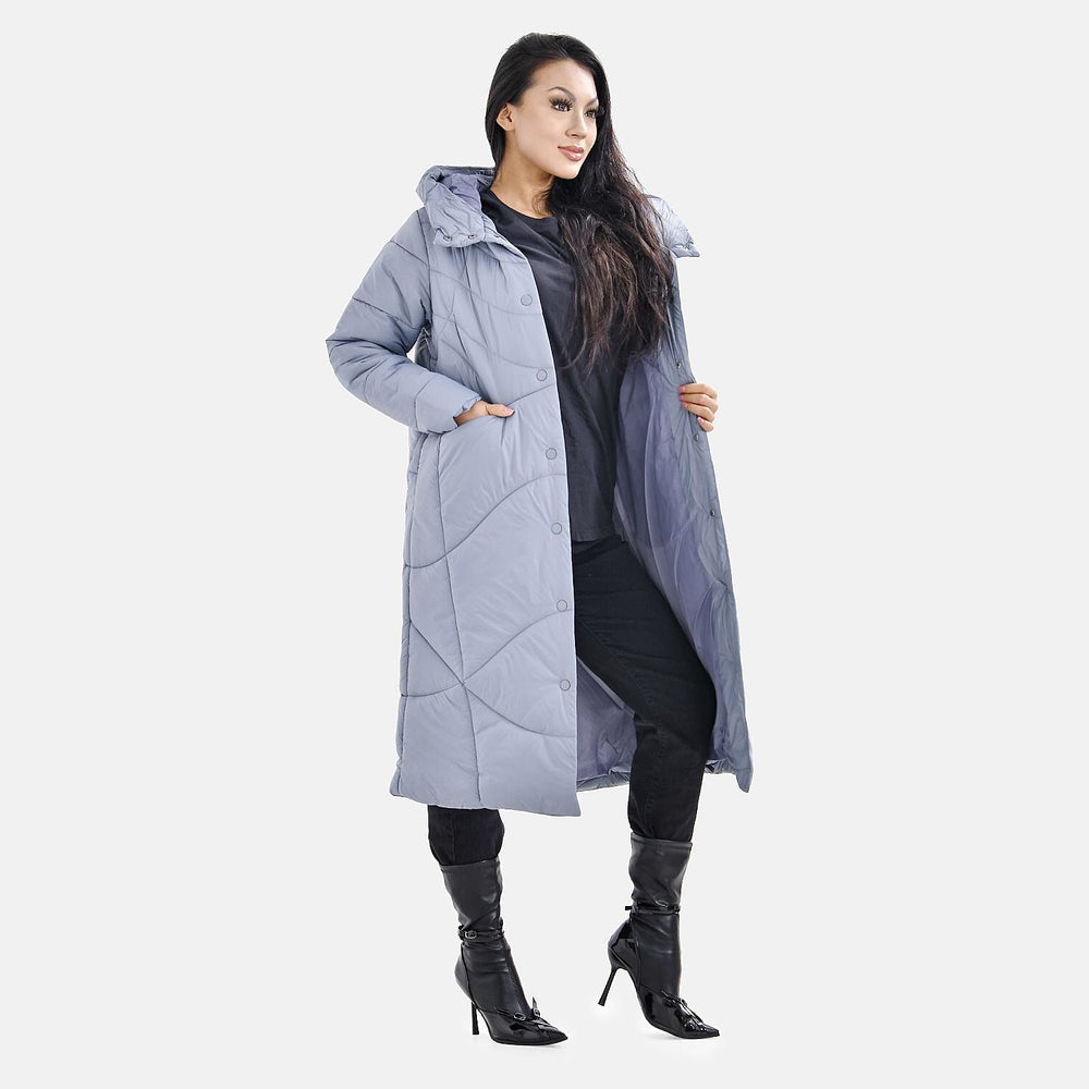 Long Puff Jacket (Size-M) - Dark Grey