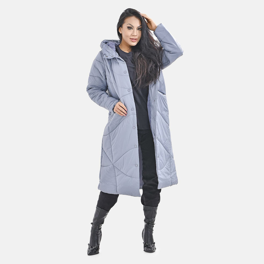 Long Puff Jacket (Size-M) - Dark Grey