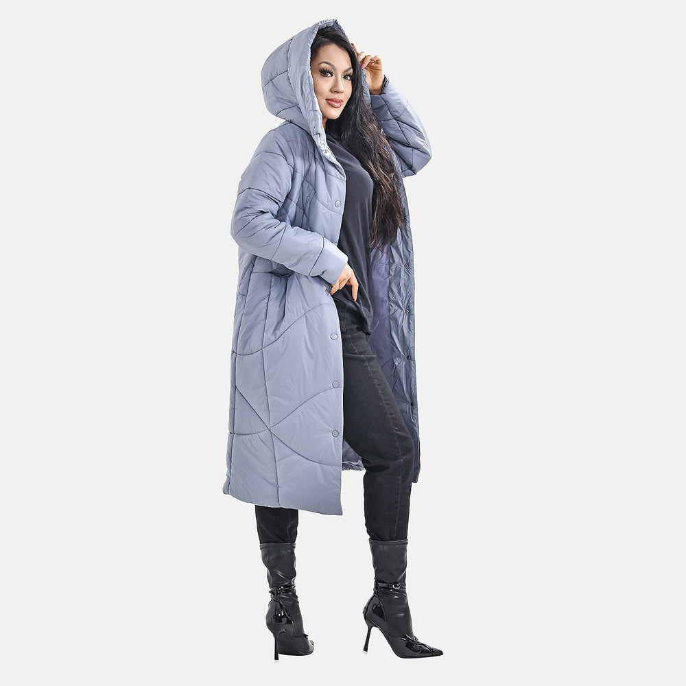 Long Puff Jacket (Size-XL) - Dark Grey