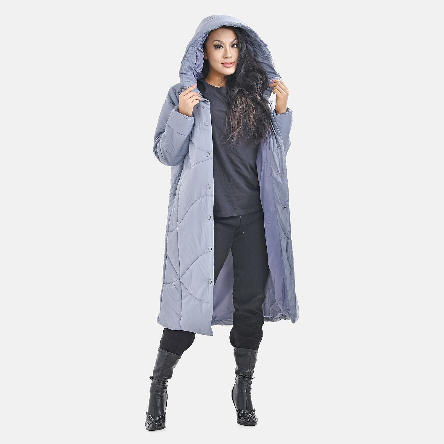 Long Puff Jacket (Size-XXL) - Dark Grey