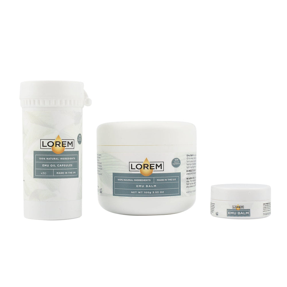 Lorem Emu Balm Bundle and Oil Capsules Duo