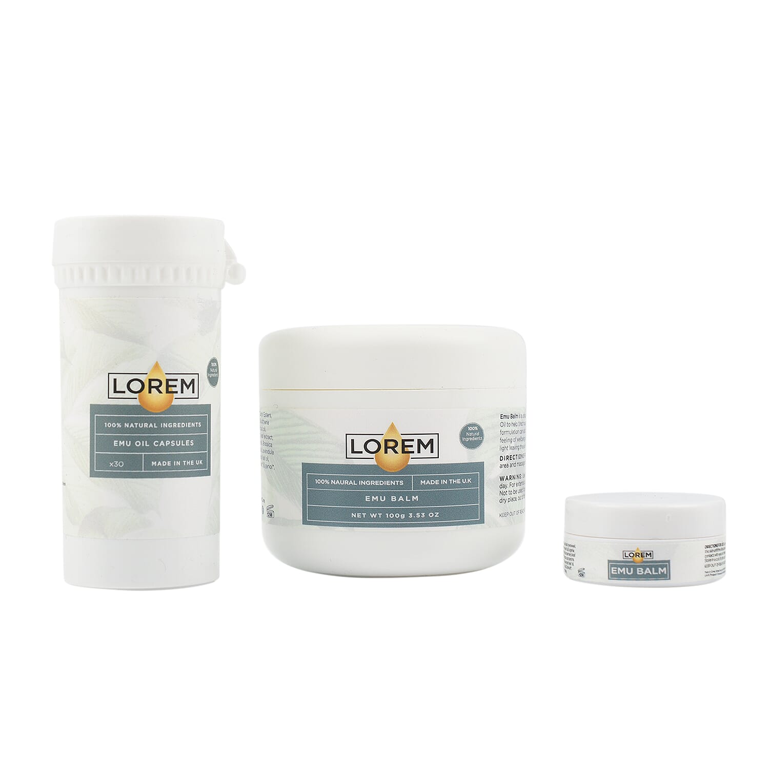 Lorem Emu Balm Bundle and Oil Capsules Duo