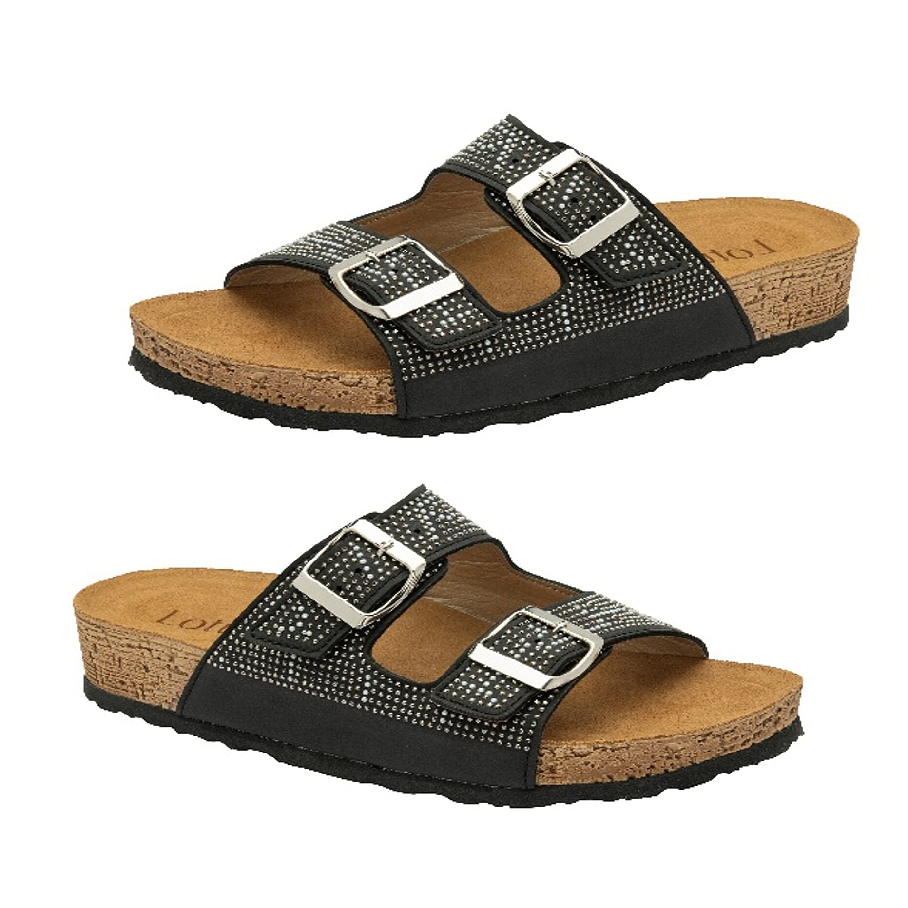 Lotus Ladies Black Tafella Open-Toe Mule Sandals (Size - 3)