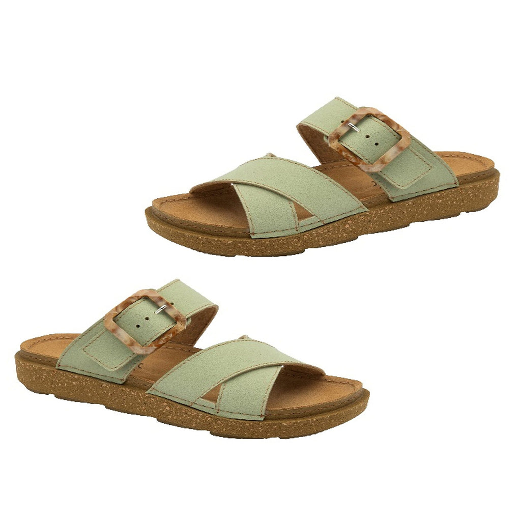 Lotus Womens Assenza Buckle Criss-Cross Mule Sandal (Size - 3) - Green