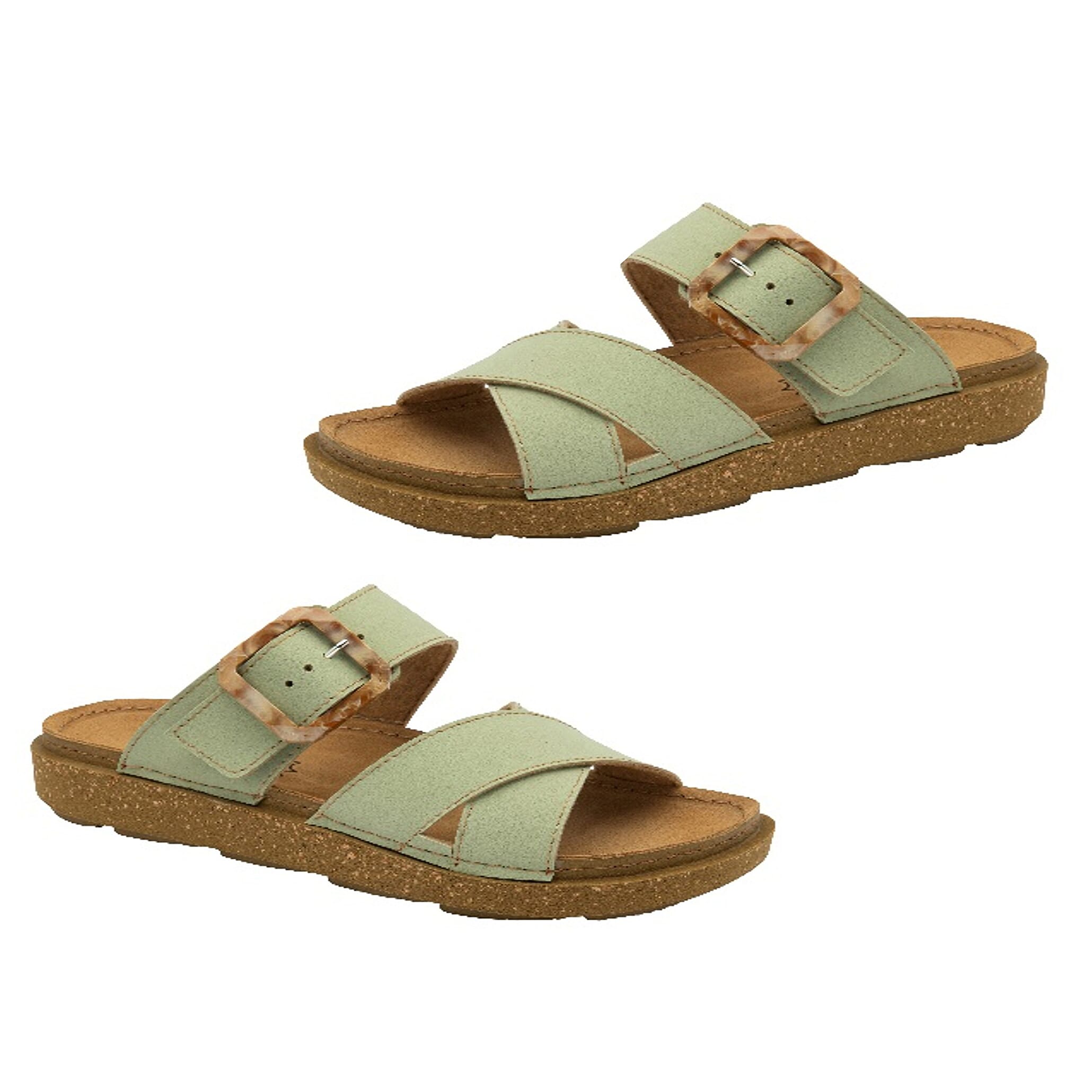 Lotus Womens Assenza Buckle Criss-Cross Mule Sandal (Size - 3) - Green