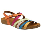 Lotus Ladies Multi Color Strips Sevilla Open-Toe Mule Sandals (Size 7)
