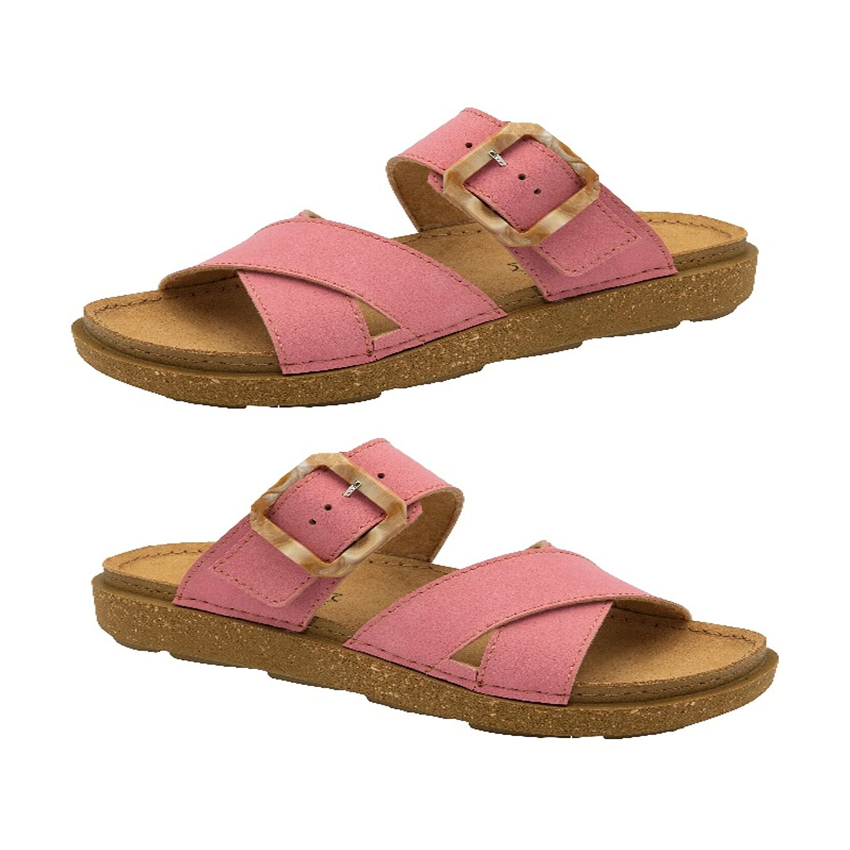 Lotus Womens Assenza Pink Buckle Criss-Cross Mule Sandals (Size - 9)