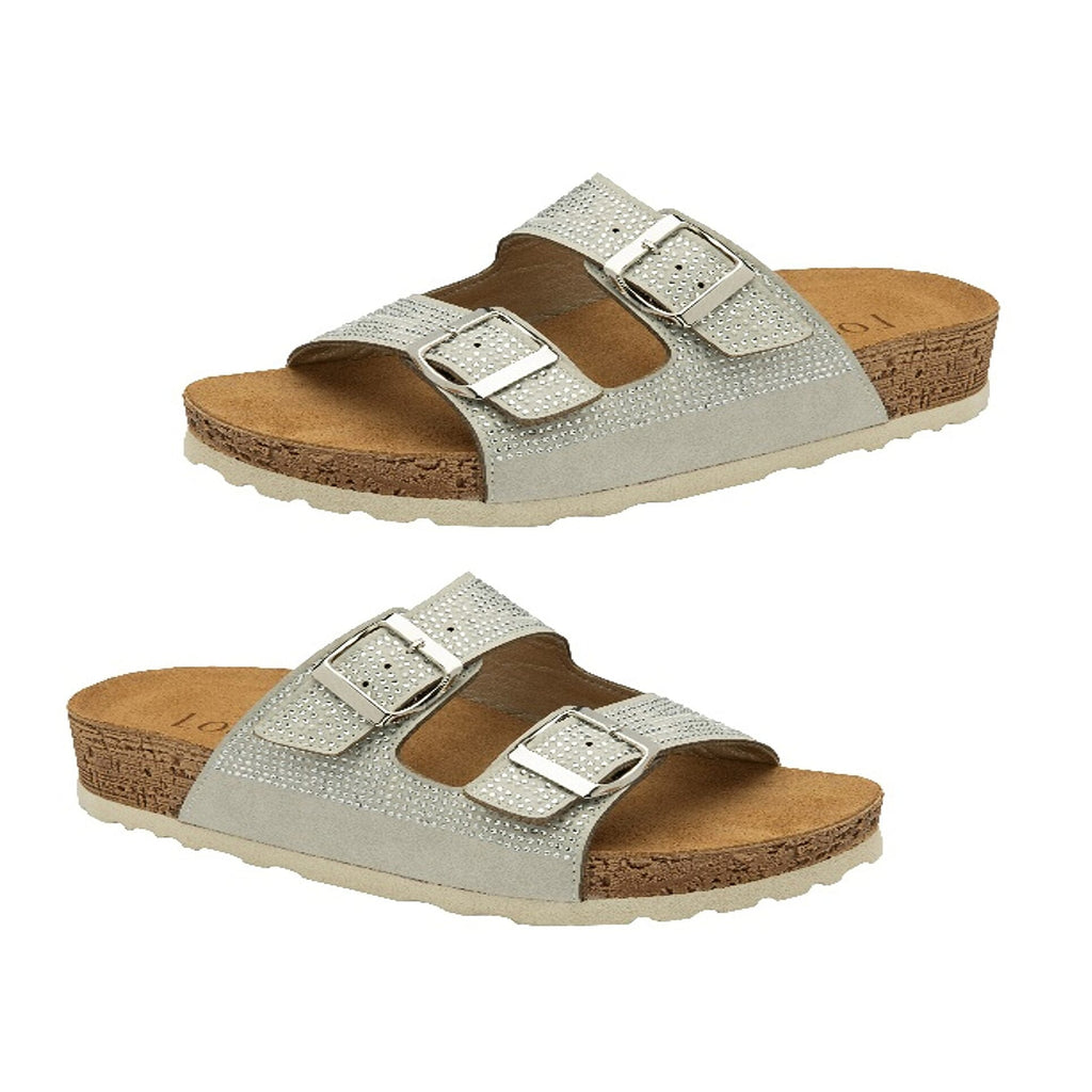 Lotus Ladies Silver Tafella Open-Toe Mule Sandals (Size - 3)