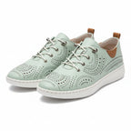 Lotus Tassia Ladies Leather Lace-Up Trainers with Perforated Detail (Size 5) - Mint