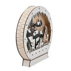 Wooden Light Up Round Christmas Village Scene - Green
