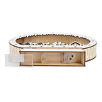 Wooden Light Up Round Christmas Village Scene - Green