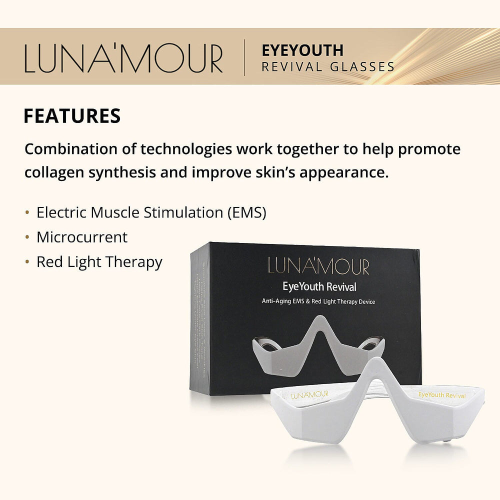 Lunamour Eye Youth Revival EMS - Light Therapy Anti-Aging Under Eye Device with Free Lifetime Warranty