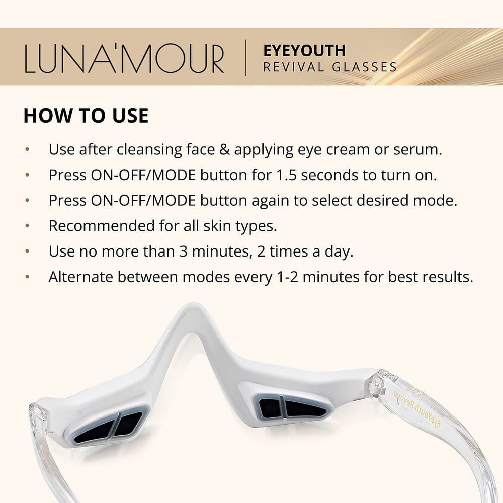Lunamour Eye Youth Revival EMS - Light Therapy Anti-Aging Under Eye Device with Free Lifetime Warranty