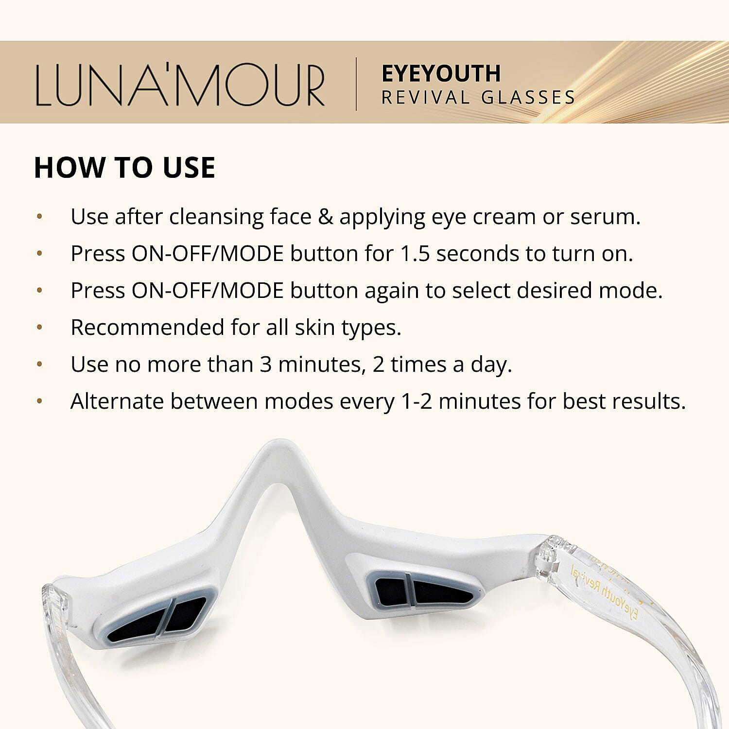 Lunamour Eye Youth Revival EMS - Light Therapy Anti-Aging Under Eye Device with Free Lifetime Warranty