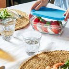 Duralex Freshbox 3 Piece SQUARE Set with Blue Lid - (0.6ltr - 1.1ltr - 2ltr)