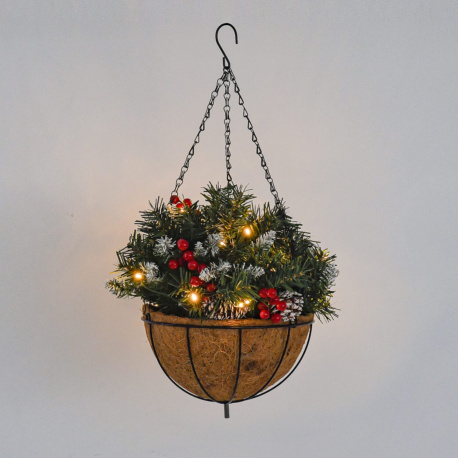 Lush Hanging Basket Decoration 77 Tips with Pinecones and Red Berries