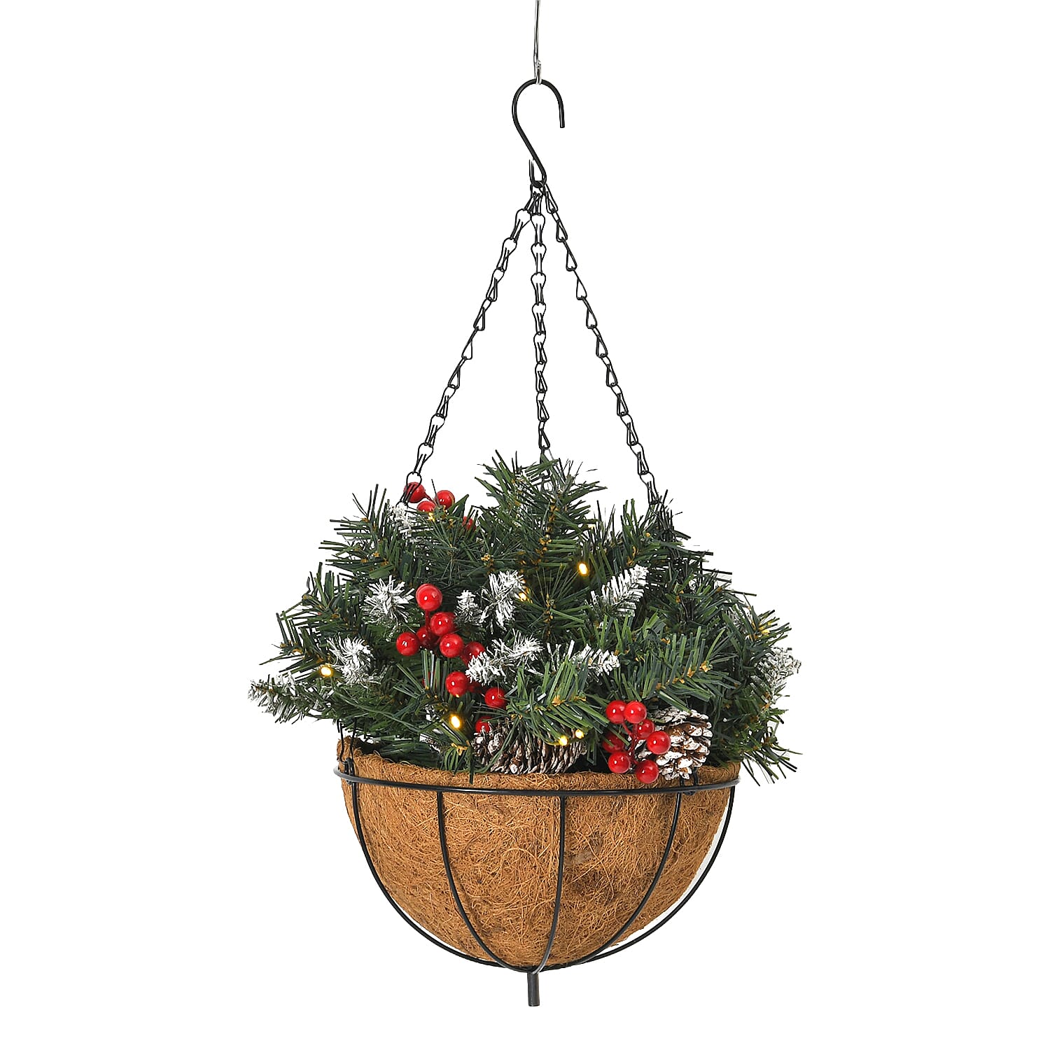 Lush Hanging Basket Decoration 77 Tips with Pinecones and Red Berries