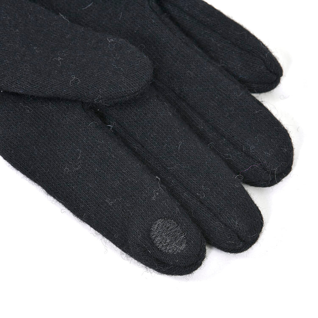 Luxurious 70% Cashmere Gloves with Faux Fur Trim- Black