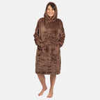 Luxurious Super Soft Sherpa Blanket Hoodie (Over Sized) - Chocolate Brown