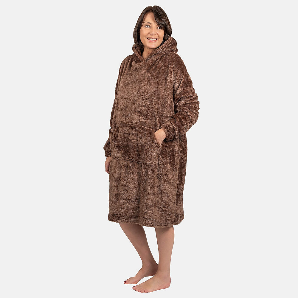 Luxurious Super Soft Sherpa Blanket Hoodie (Over Sized) - Chocolate Brown