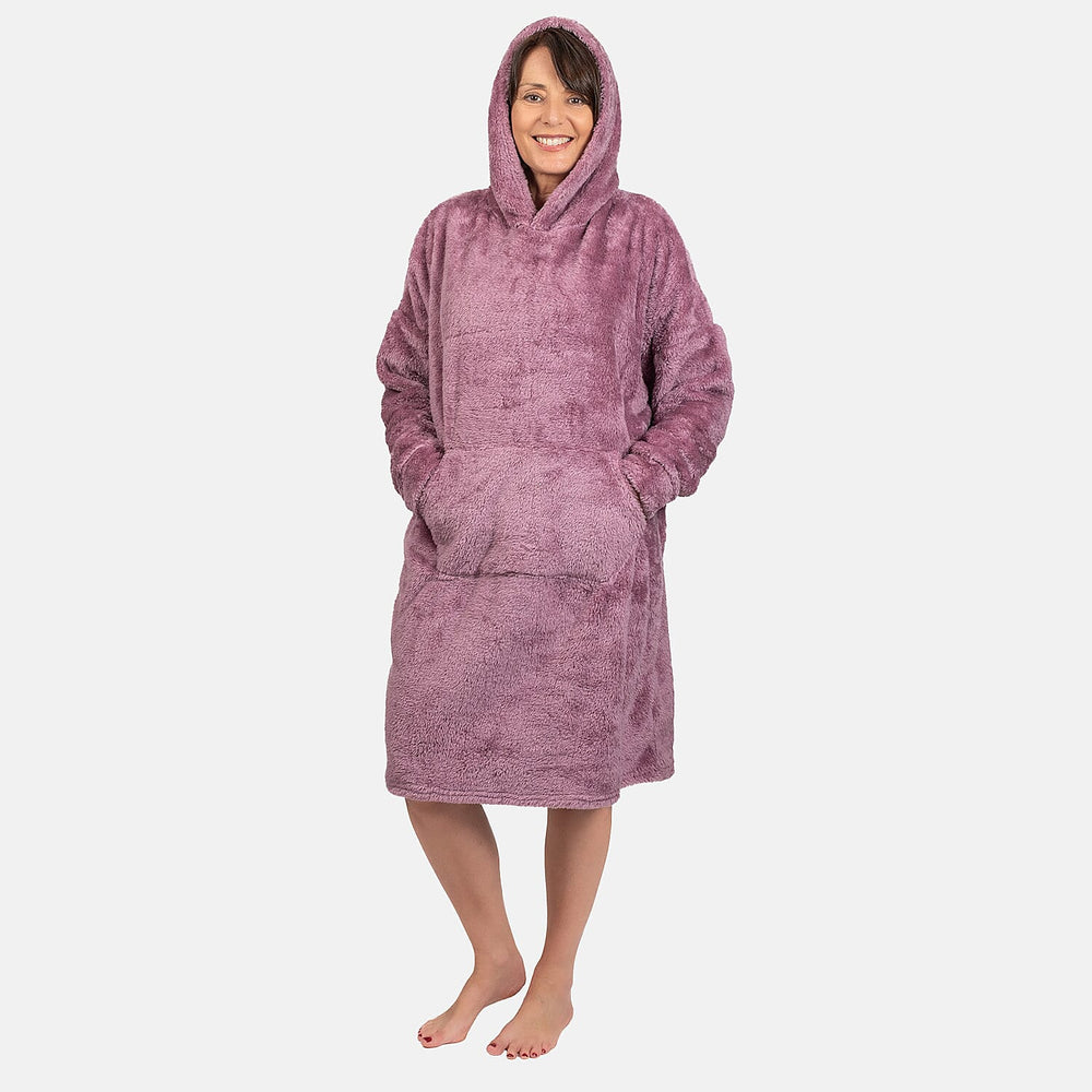 Luxurious Super Soft Sherpa Blanket Hoodie (Over Sized) - Coral Pink