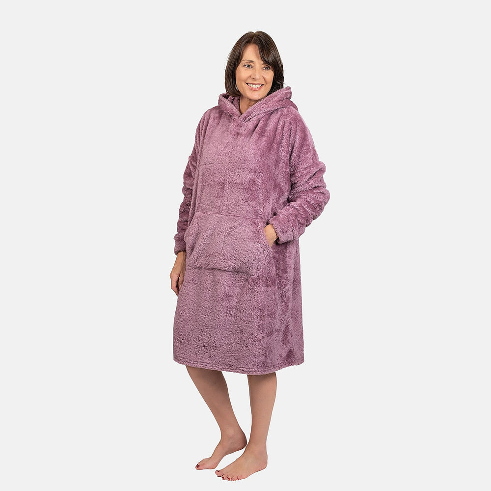 Luxurious Super Soft Sherpa Blanket Hoodie (Over Sized) - Coral Pink