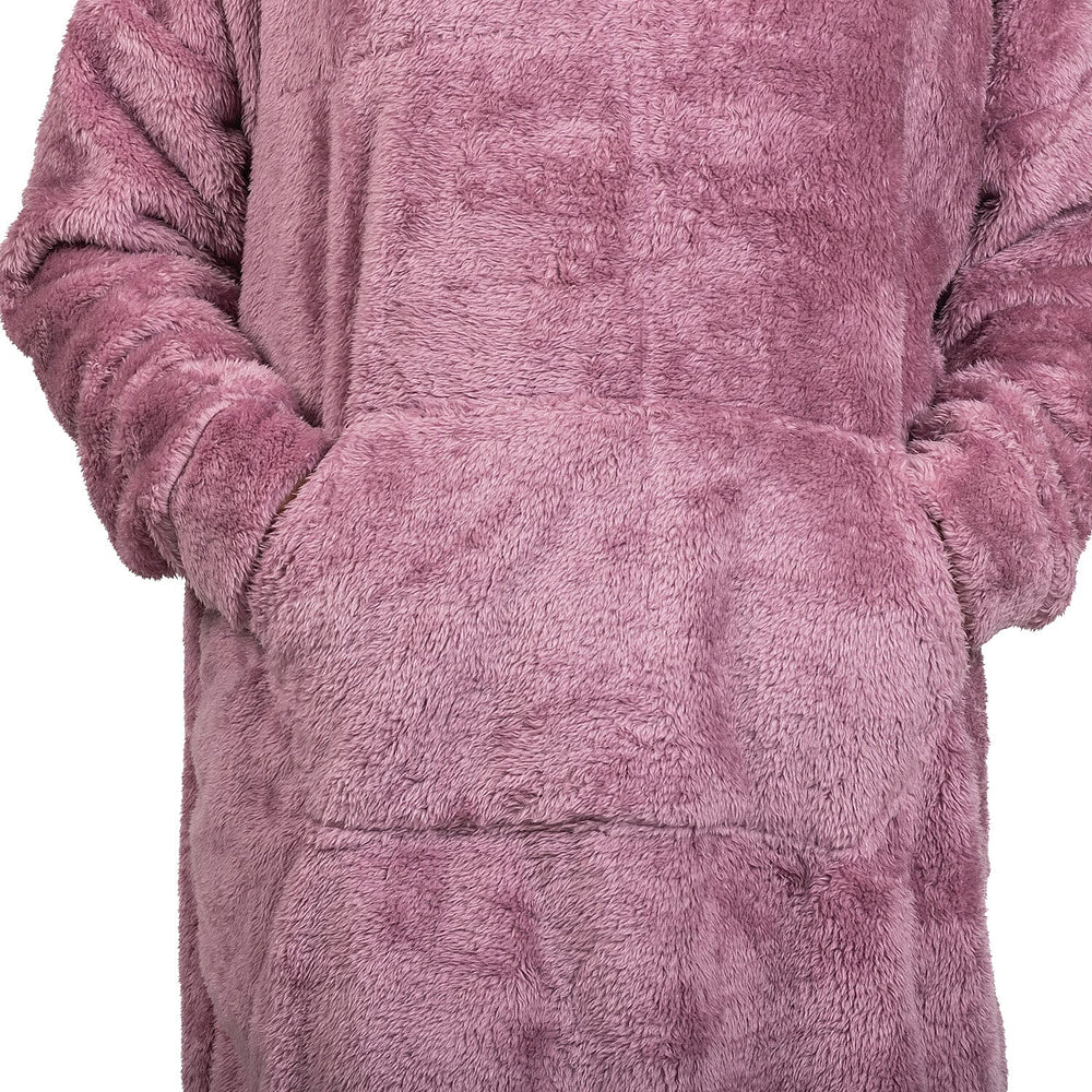 Luxurious Super Soft Sherpa Blanket Hoodie (Over Sized) - Coral Pink