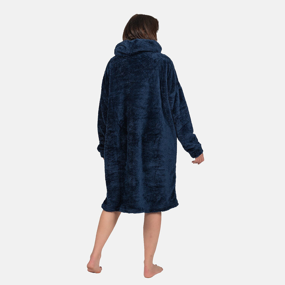 Luxurious Super Soft Sherpa Blanket Hoodie (Over Sized) - Navy Blue