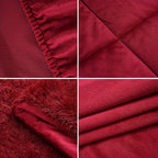 Luxury 6 Piece Winter Bedding Collection- Faux Rabbit Fur Comforter With Reversible Dutch Velvet Thermal Backing, Fitted Sheet, 2 Faux Rabbit Fur Pillowcases & 2 Velvet Pillowcases - Wine Double
