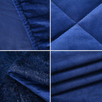 Luxury 6 Piece Winter Bedding Collection- Faux Rabbit Fur Comforter With Reversible Dutch Velvet Thermal Backing, Fitted Sheet, 2 Faux Rabbit Fur Pillowcases & 2 Velvet Pillowcases - Blue King