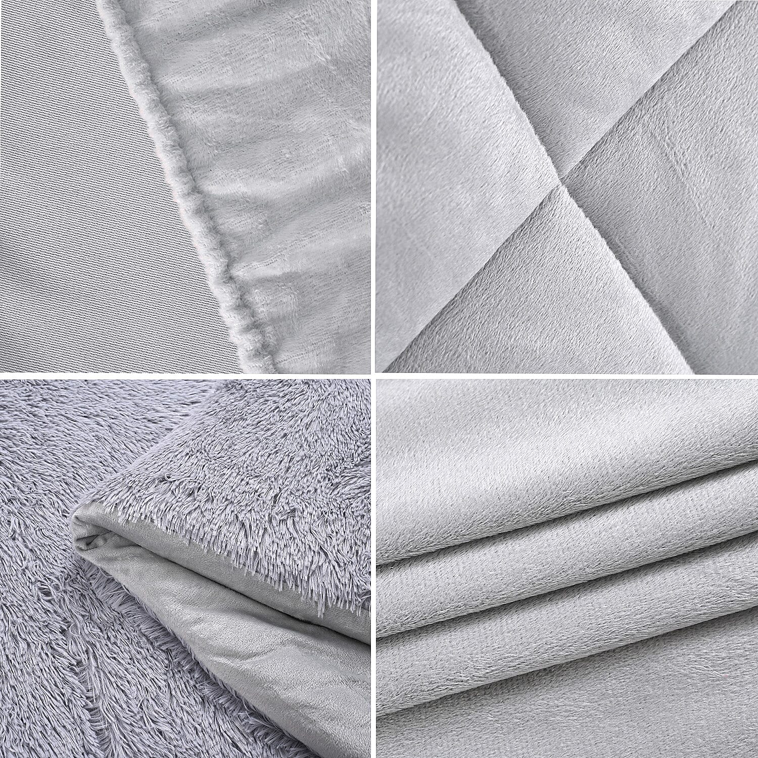 Luxury 6 Piece Winter Bedding Collection- Faux Rabbit Fur Comforter With Reversible Dutch Velvet Thermal Backing, Fitted Sheet, 2 Faux Rabbit Fur Pillowcases & 2 Velvet Pillowcases - Grey King