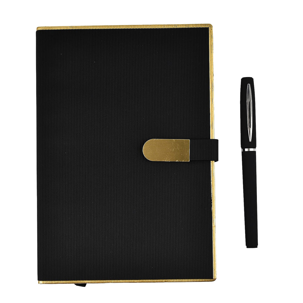 Luxury Notebook - Pen Set- Presented in a Gift Box - Black