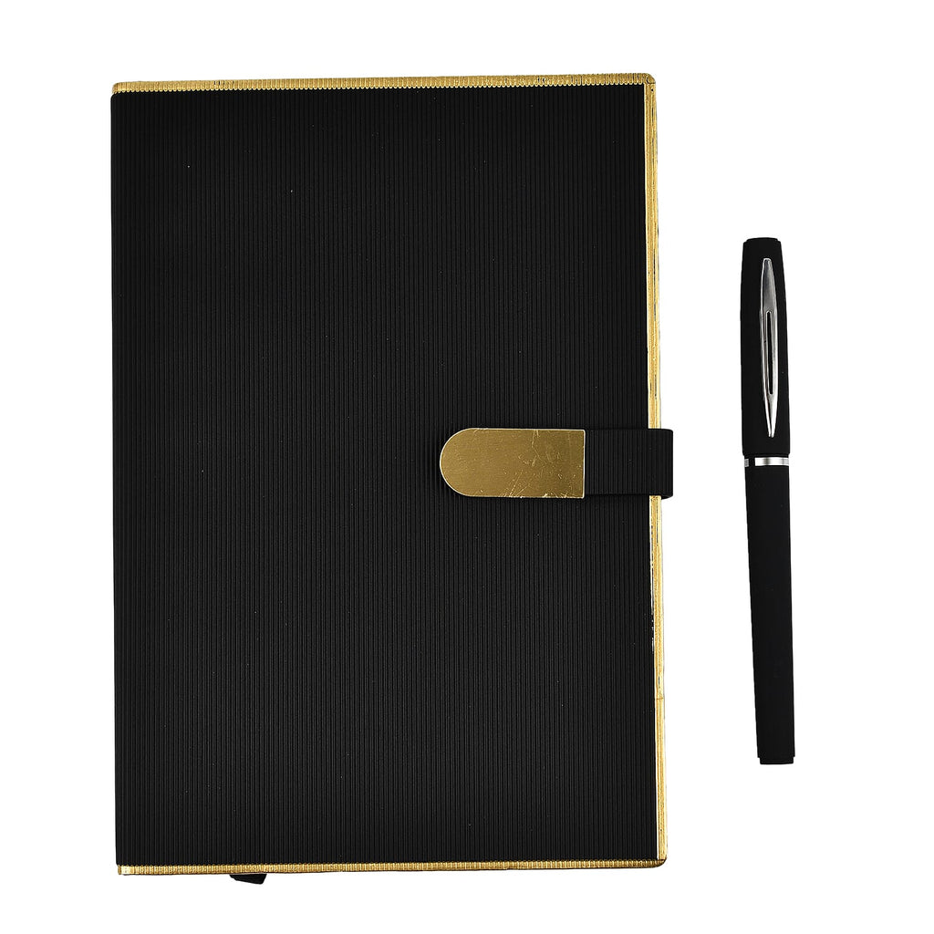 Luxury Notebook - Pen Set- Presented in a Gift Box - Black