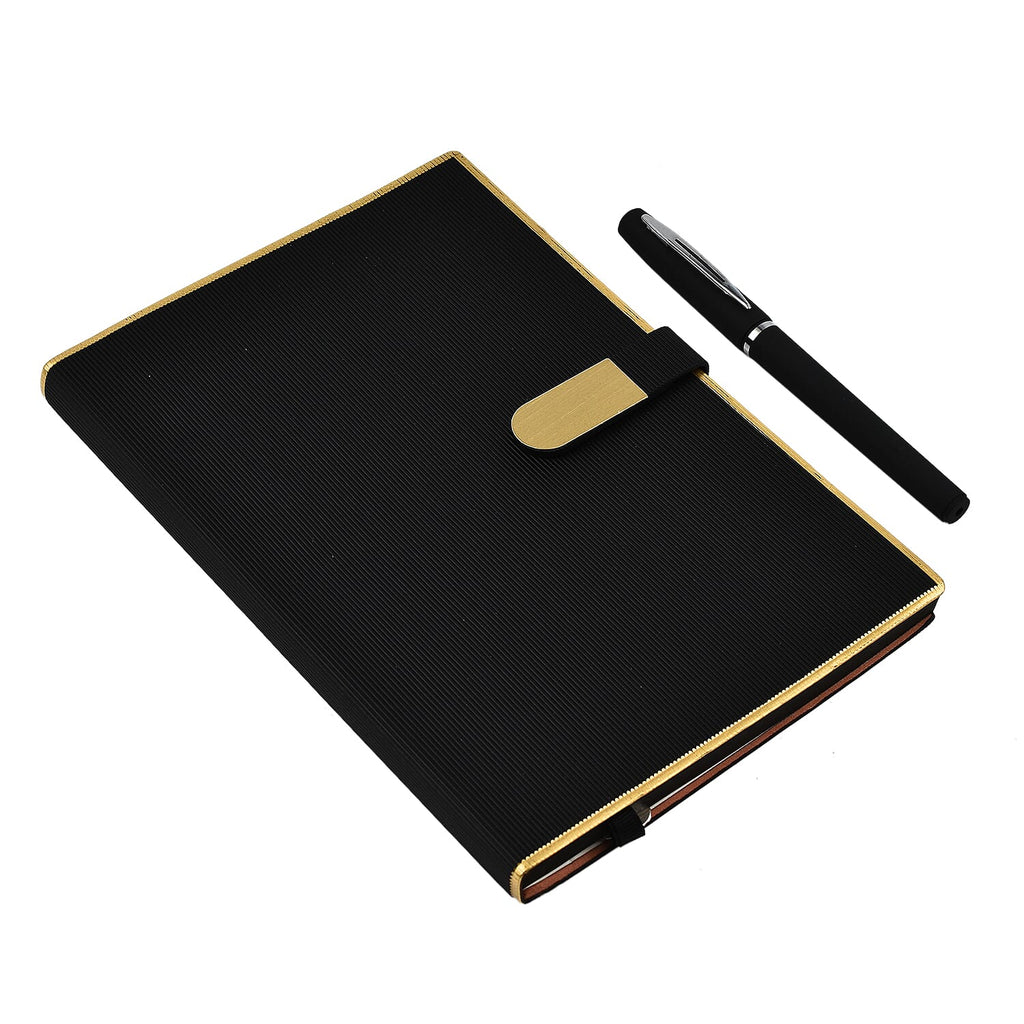 Luxury Notebook - Pen Set- Presented in a Gift Box - Black