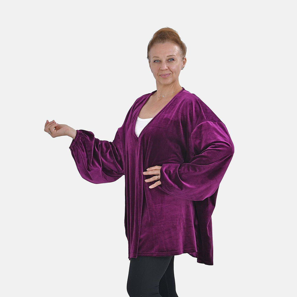 Luxury Velvet V-Neck Blouse (One Size) - Purple