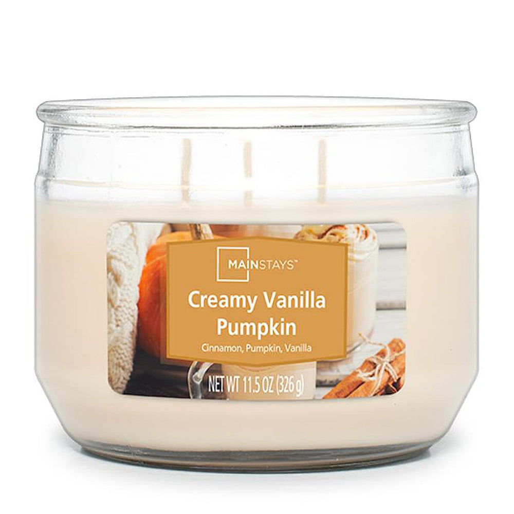 MAINSTAYS Classico 11.5oz Vanilla Pumpkin Scented Candle Jar- Cream