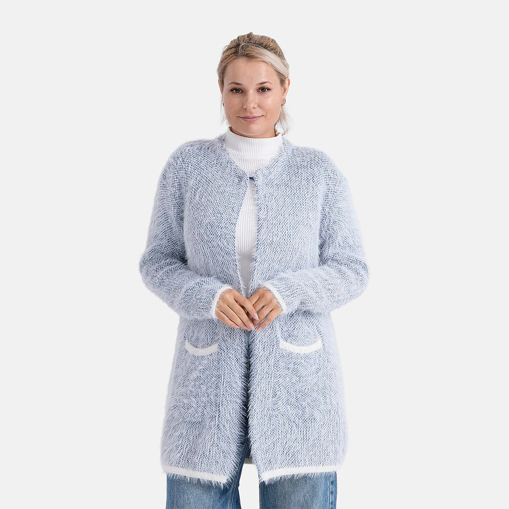 - MAISI Hoodless Coatigan (One Size, Fits UK 8-20) - Blue - White