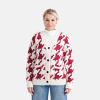 - MAISI Leopard Print Knit Cardigan (One Size UK 8-18) - Off-White - Red