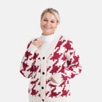 - MAISI Leopard Print Knit Cardigan (One Size UK 8-18) - Off-White - Red