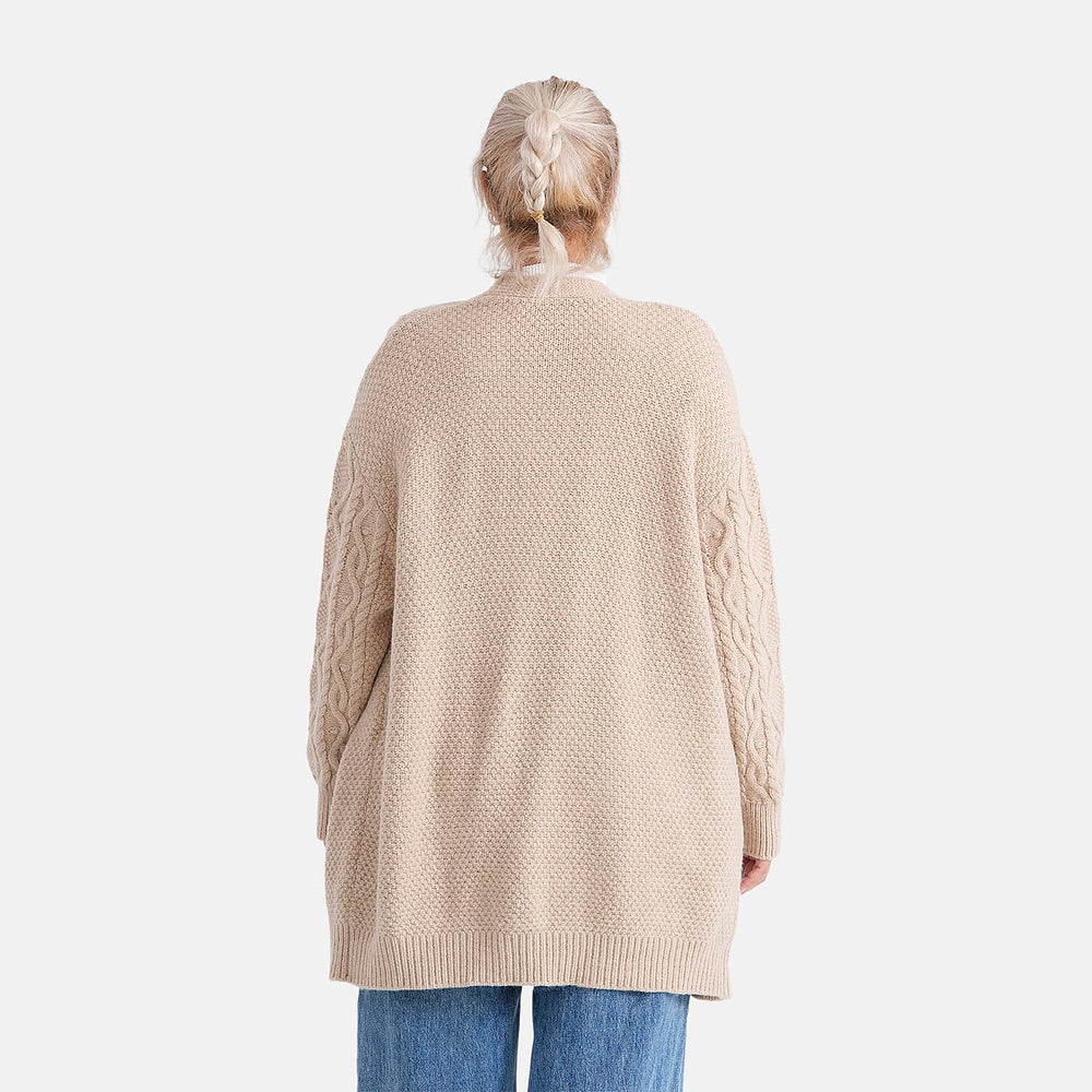 - MAISI Relaxed Fit Knit Coatigan (One Size) - Beige
