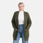 - MAISI Relaxed Fit Knit Coatigan (One Size) - Dark Army Green
