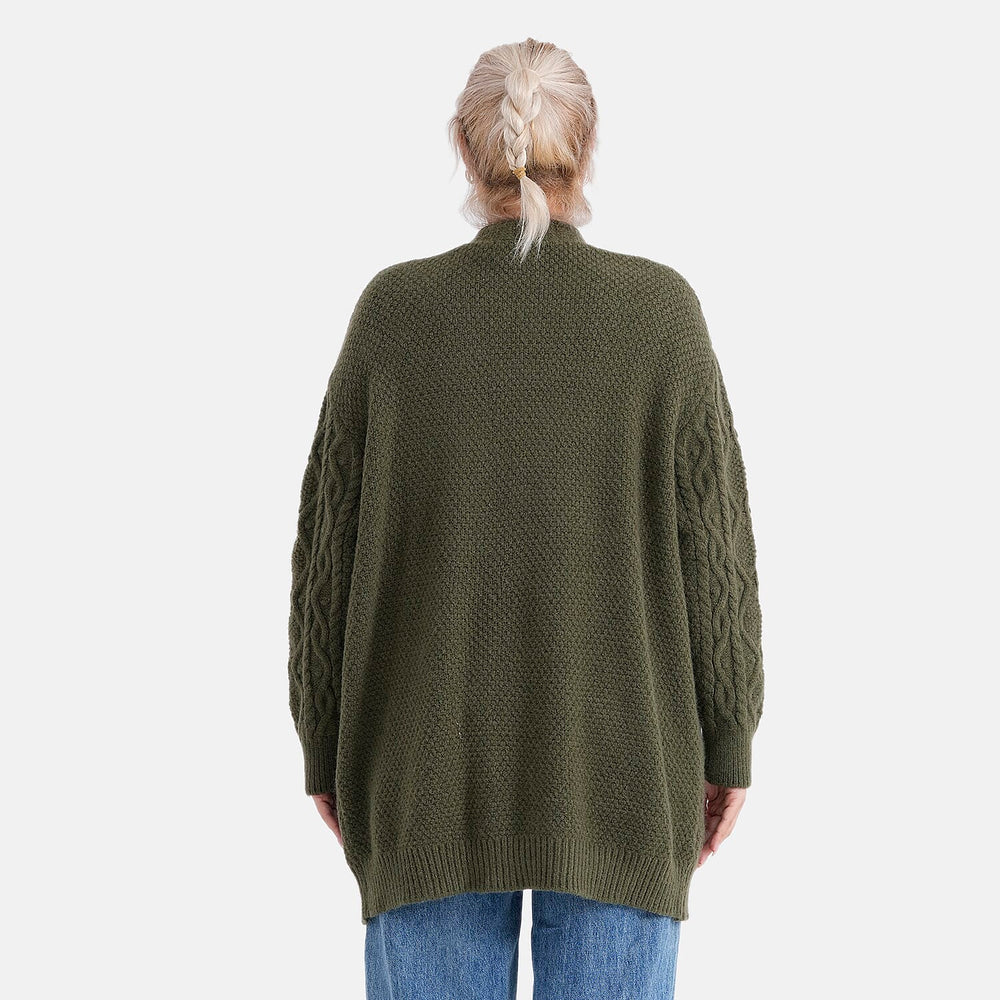 - MAISI Relaxed Fit Knit Coatigan (One Size) - Dark Army Green