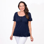 MAISON Cotton Gypsy Top (Size L) - Navy
