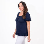 MAISON Cotton Gypsy Top (Size L) - Navy